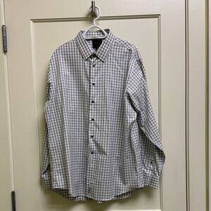 Jos. A. Bank Gray and White Checker Shirt 17.5 35